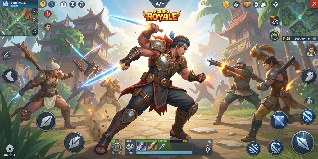 Screenshot gameplay menarik 47F dalam pertempuran Battle Royale.