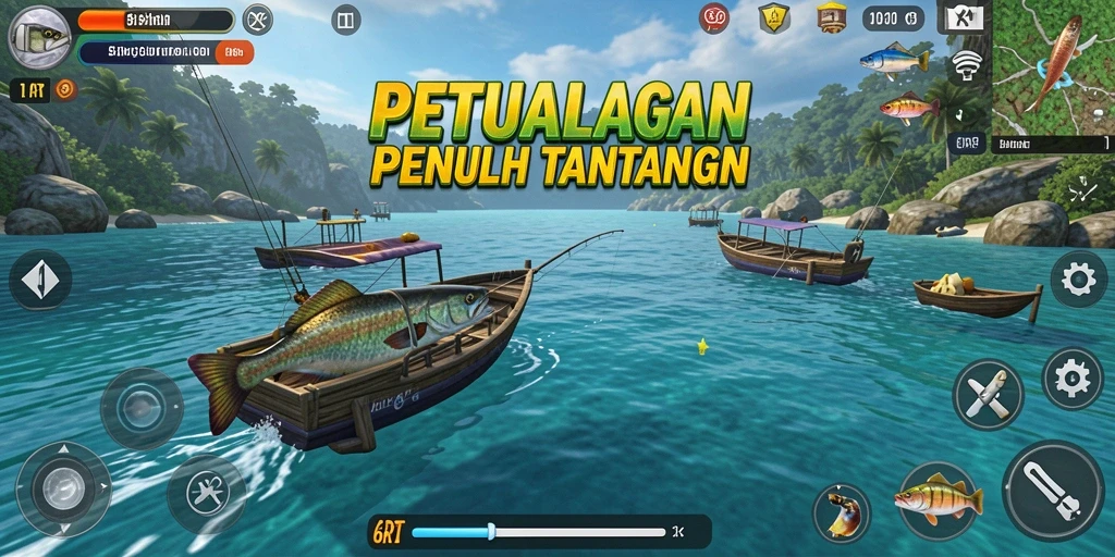 Gameplay seru dari 6RT dengan aksi memancing yang mendebarkan.