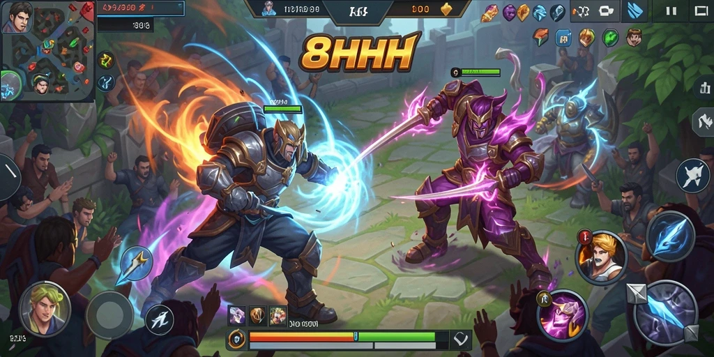 Screenshot gameplay yang mendebarkan dari 8HHH.