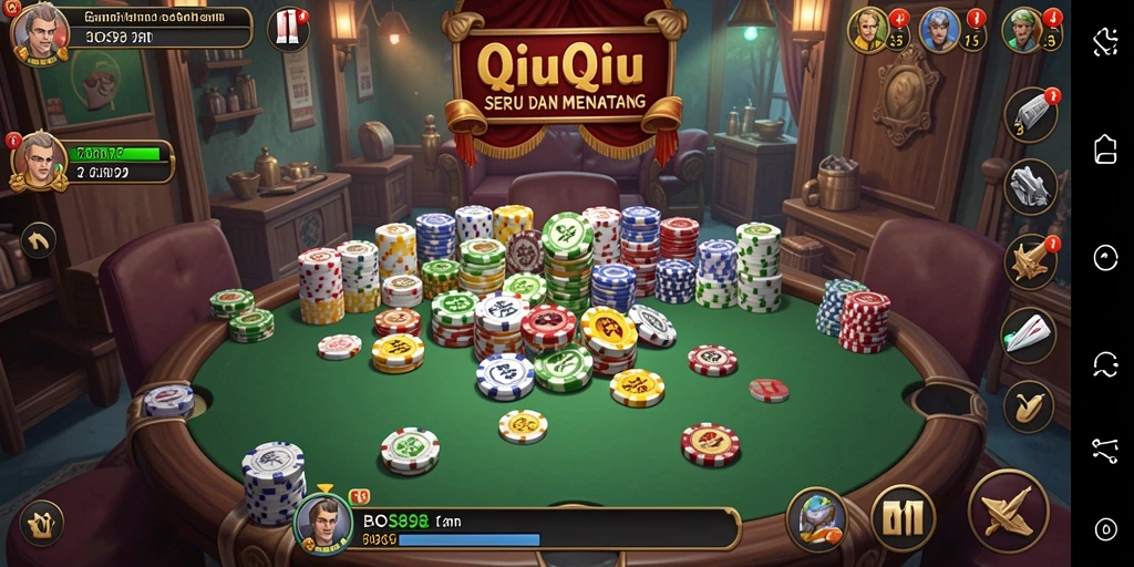 Tampilan seru gameplay QiuQiu di BOS898.