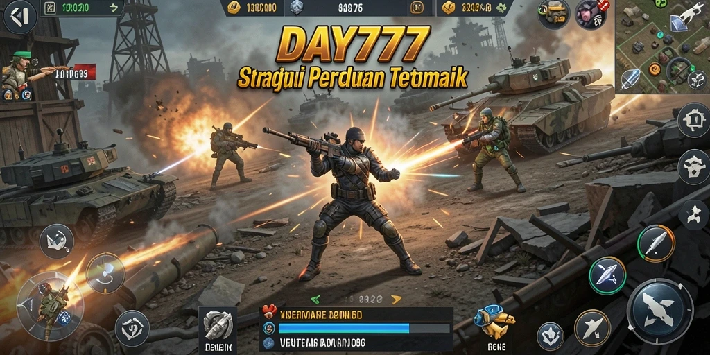 Tampilan gameplay DAY777 dengan perang strategi yang mendebarkan.
