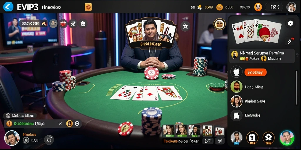 Tampilan gameplay Poker yang seru dan interaktif di EVIP3.