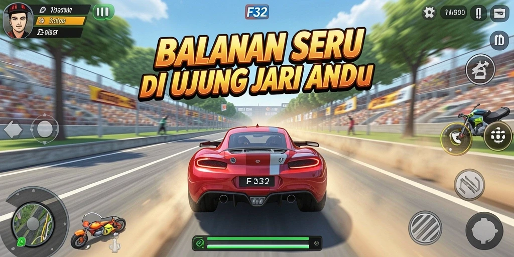 Gameplay seru dengan lintasan balap yang menantang.