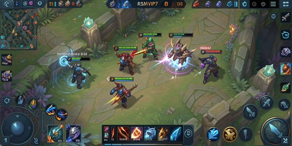 Tampilan gameplay seru dalam RSNVIP7 dengan banyak aksi MOBA.