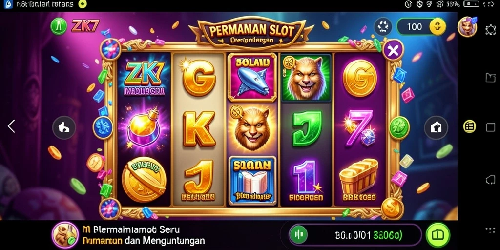 Screenshot gameplay ZK7 yang menampilkan suasana Slot yang seru.